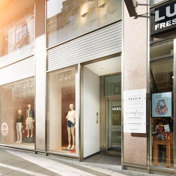 Eingang Praxis für Ästhetische Medizin FALTENFEE® in Dortmund